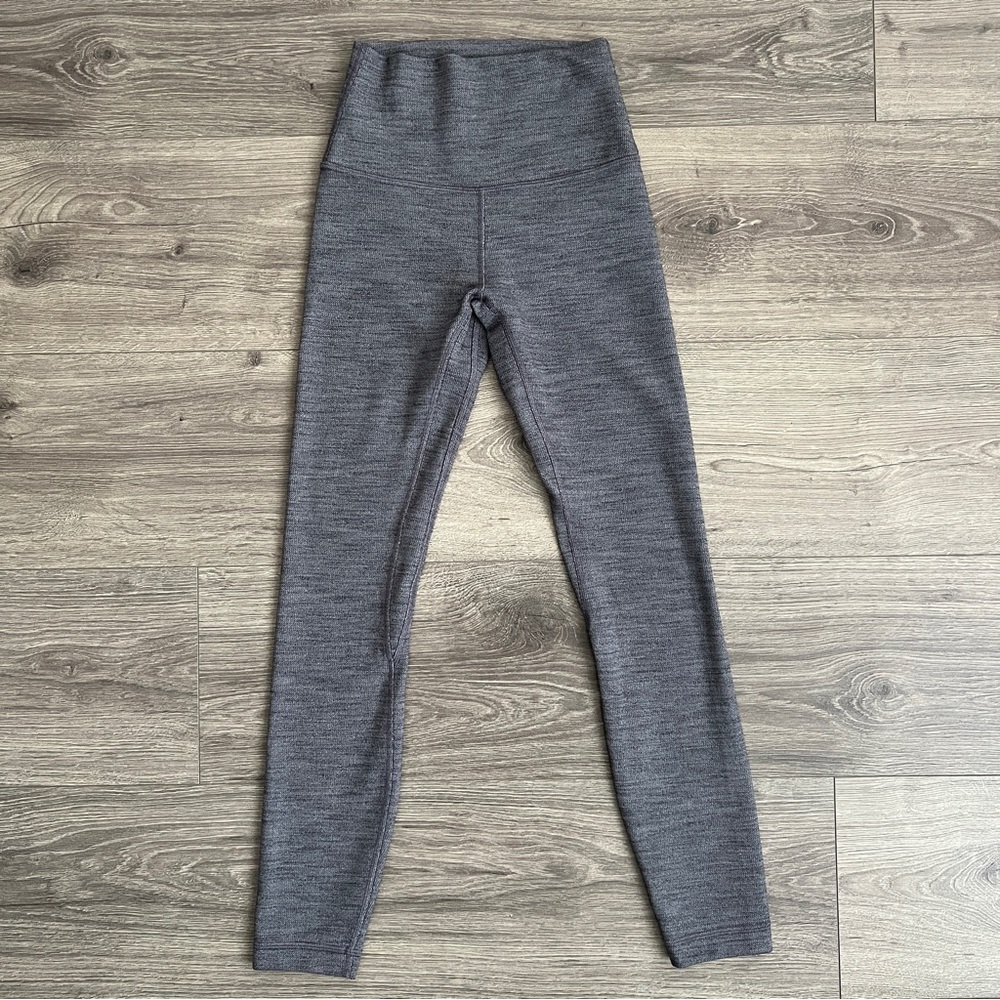 LULULEMON Align Legging II Size 2 Mini Herringbone Gray Nulu 24" High Rise Gym